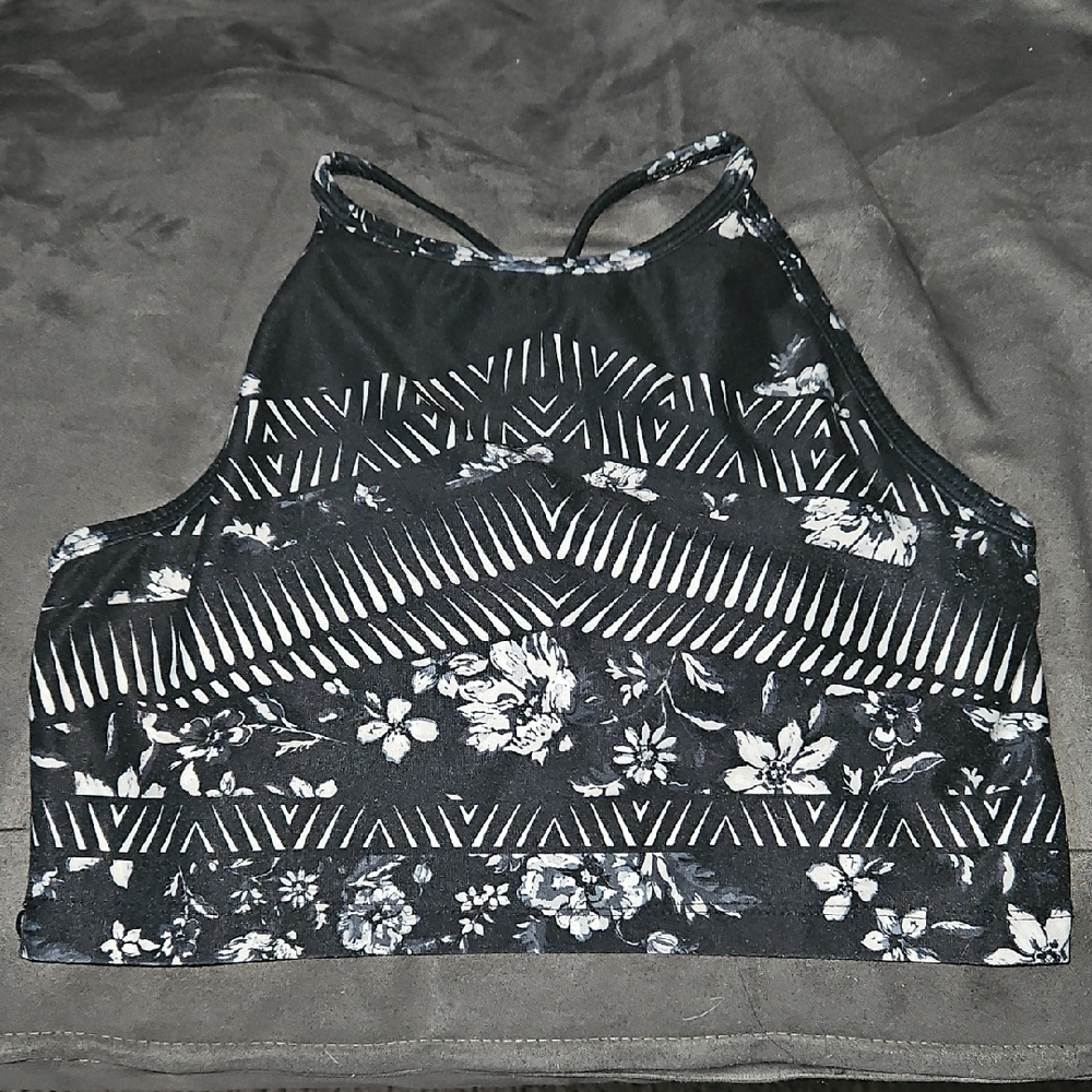 Betsey Johnson Black and White Patterned Sports Bra